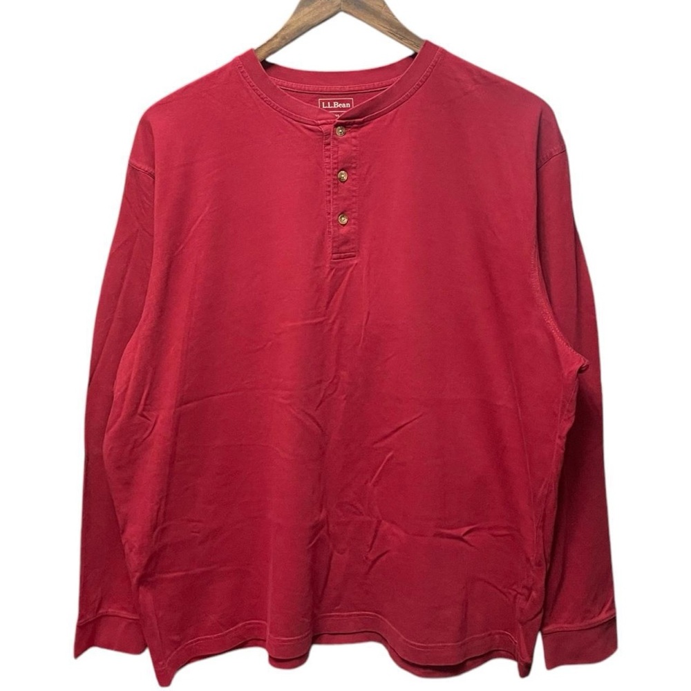 plane blank red L.L. Bean long sleeve Henley fall winter work casual shirt